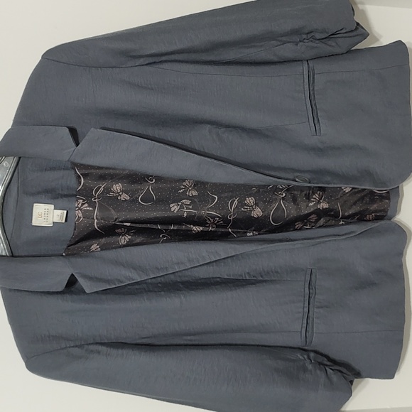 Lauren Conrad Blue Gray Cropped Blazer w/ Ruched 3/4 Sleeves sz 12 - Picture 2 of 9